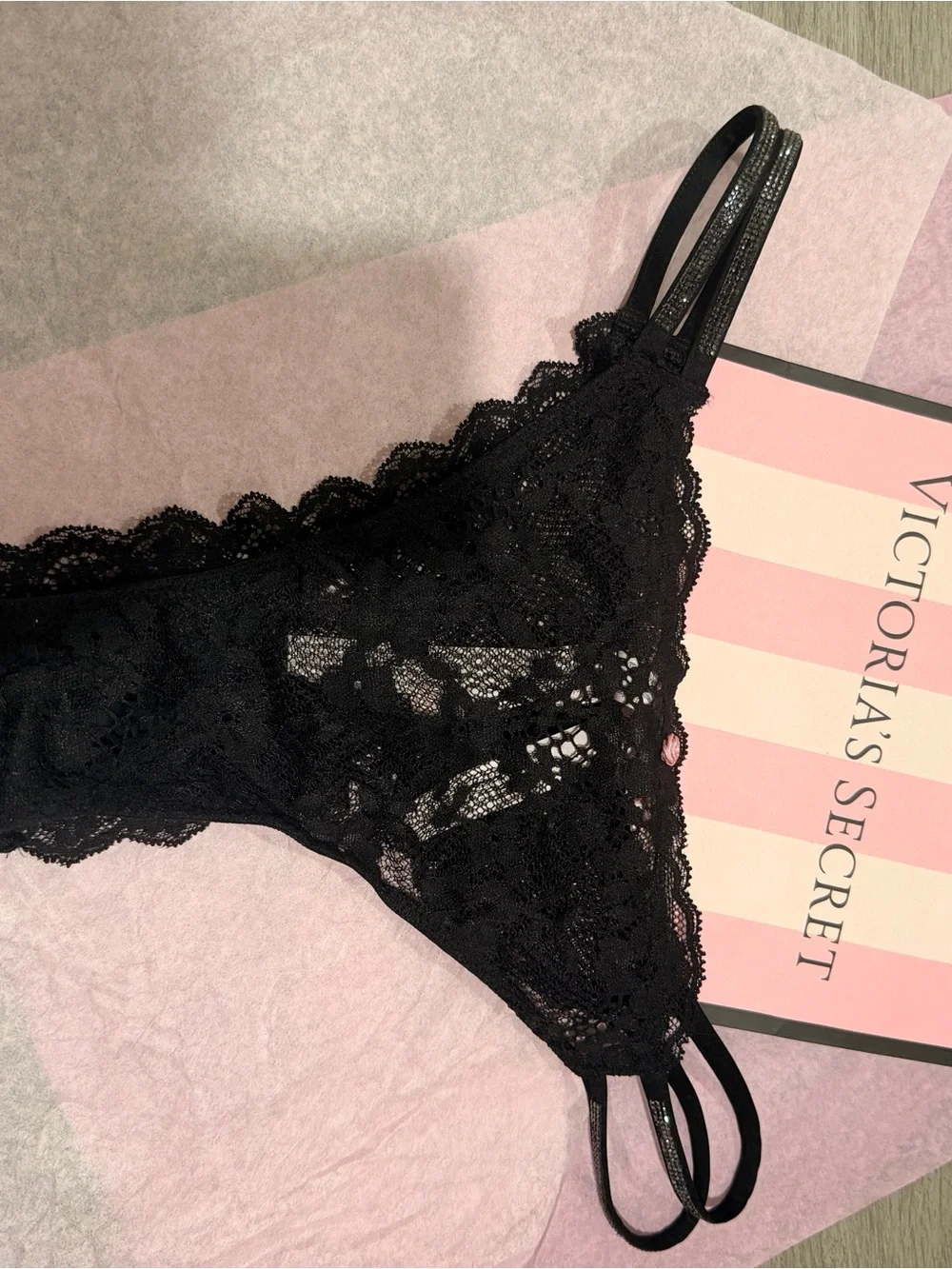 New DREAM ANGELS Twinkle Strap Lace Brazilian Panty M